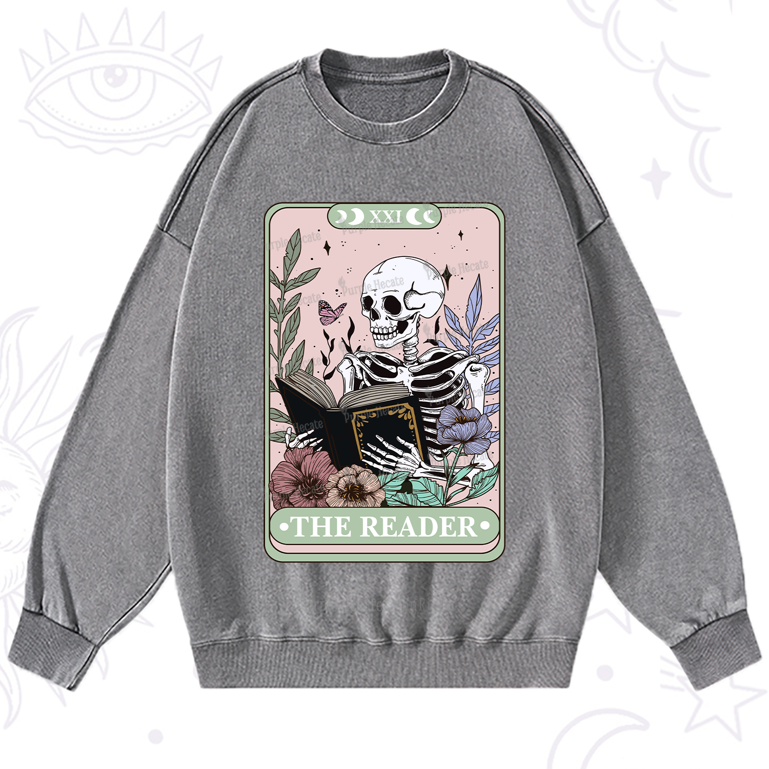 Purplehecate The Reader's Tarot Washed Sweatshirt