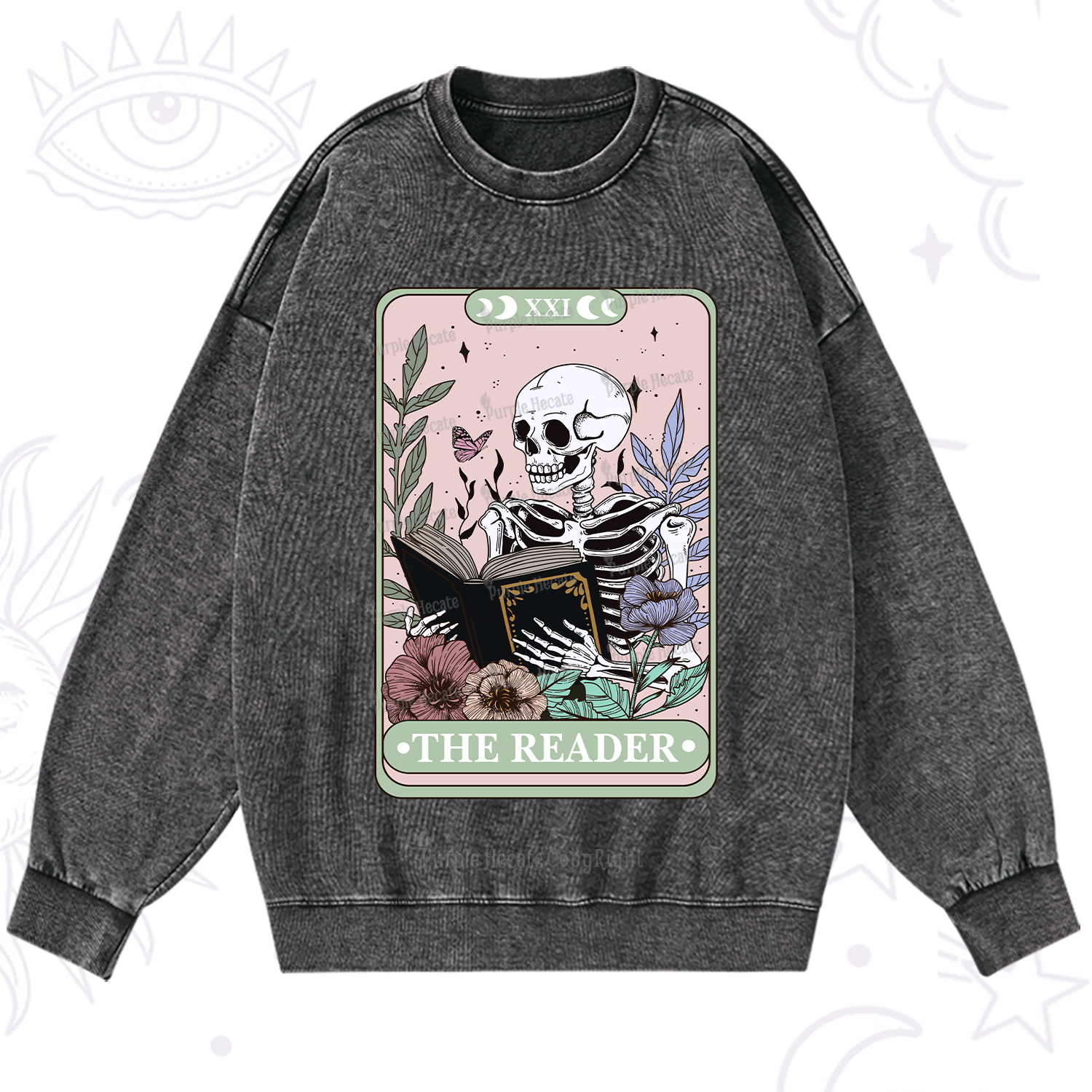 Purplehecate The Reader's Tarot Washed Sweatshirt