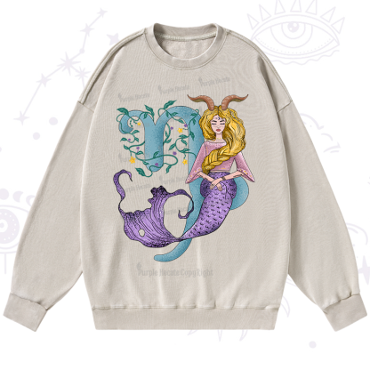 Purplehecate Capricorn In Astrology Zodiac Washed Sweatshirt