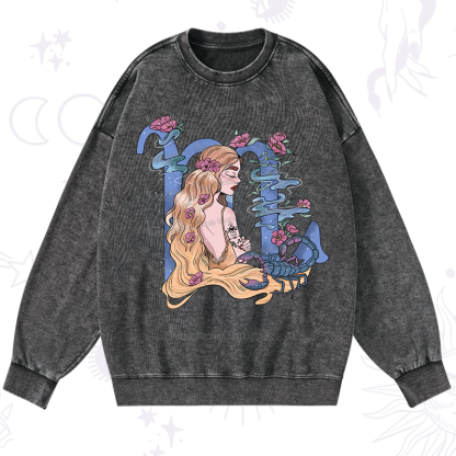 Purplehecate Scorpio In Astrology Zodiac Washed Sweatshirt