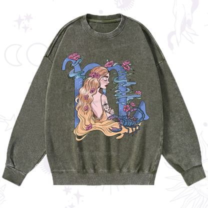Purplehecate Scorpio In Astrology Zodiac Washed Sweatshirt