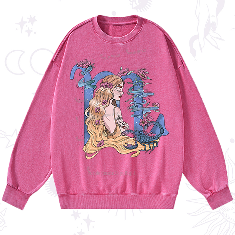 Purplehecate Scorpio In Astrology Zodiac Washed Sweatshirt