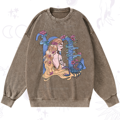 Purplehecate Scorpio In Astrology Zodiac Washed Sweatshirt