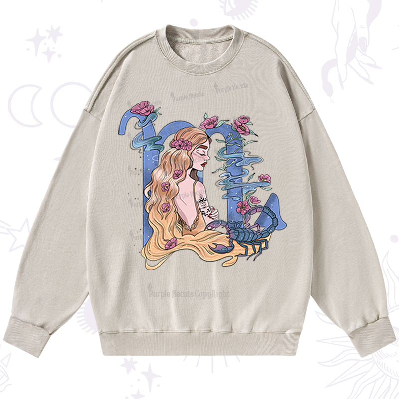 Purplehecate Scorpio In Astrology Zodiac Washed Sweatshirt
