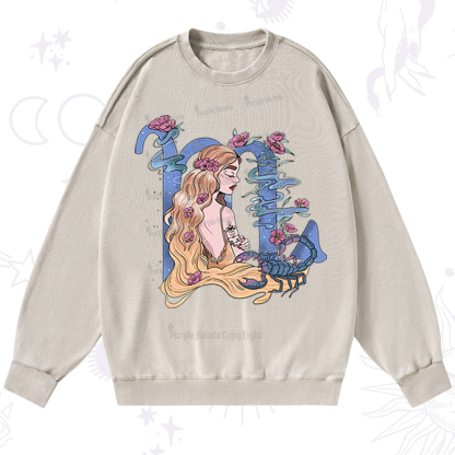 Purplehecate Scorpio In Astrology Zodiac Washed Sweatshirt