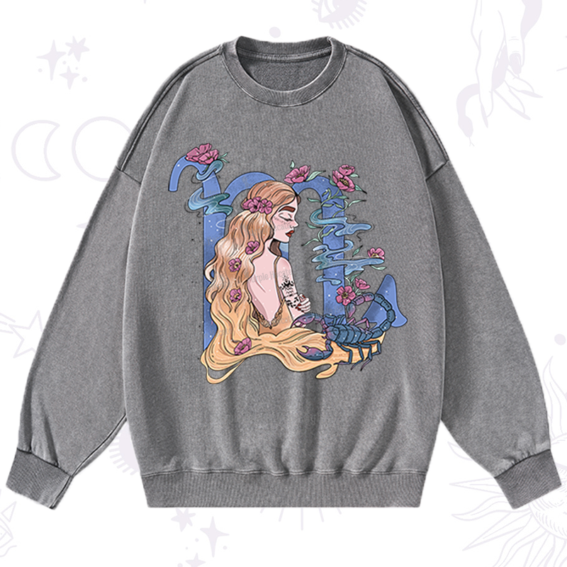 Purplehecate Scorpio In Astrology Zodiac Washed Sweatshirt