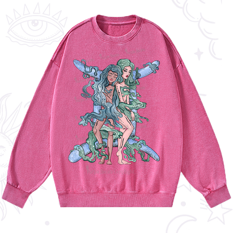 Purplehecate Gemini In Astrology Zodiac Washed Sweatshirt
