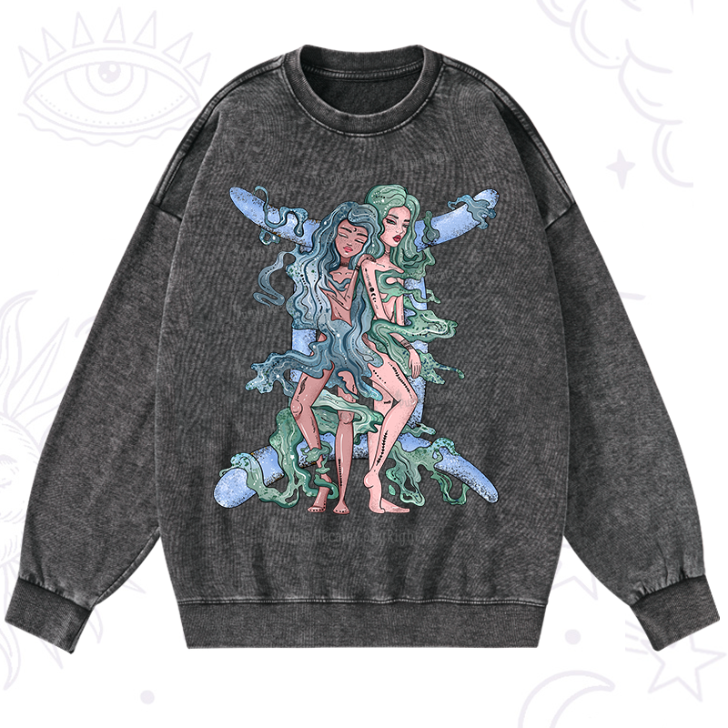Purplehecate Gemini In Astrology Zodiac Washed Sweatshirt