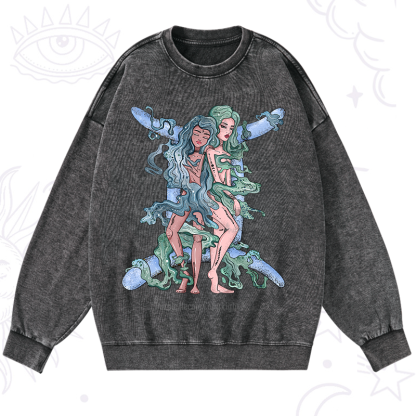 Purplehecate Gemini In Astrology Zodiac Washed Sweatshirt