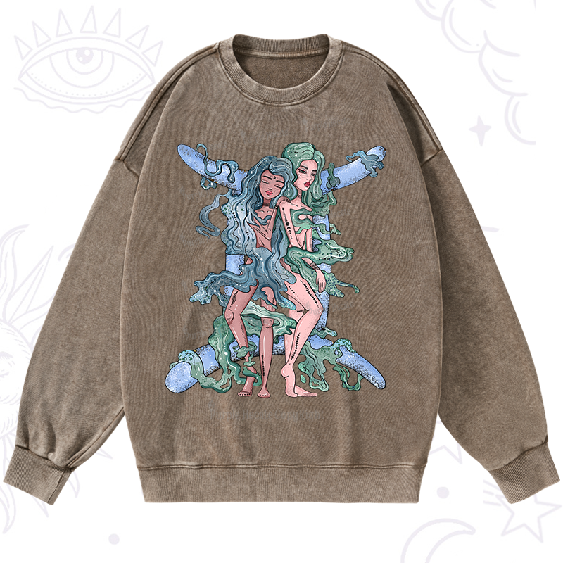 Purplehecate Gemini In Astrology Zodiac Washed Sweatshirt