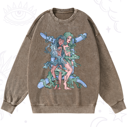 Purplehecate Gemini In Astrology Zodiac Washed Sweatshirt