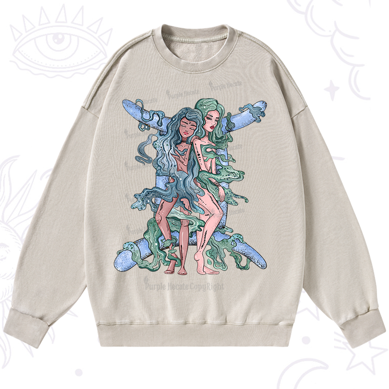 Purplehecate Gemini In Astrology Zodiac Washed Sweatshirt