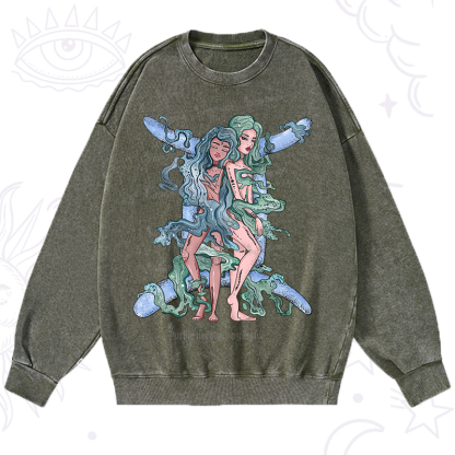 Purplehecate Gemini In Astrology Zodiac Washed Sweatshirt