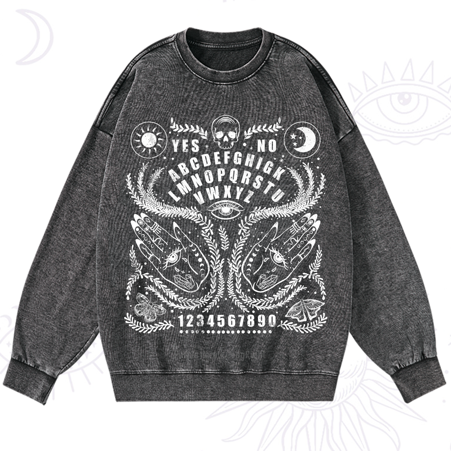 Purplehecate Ouija Spirit Board Washed Sweatshirt