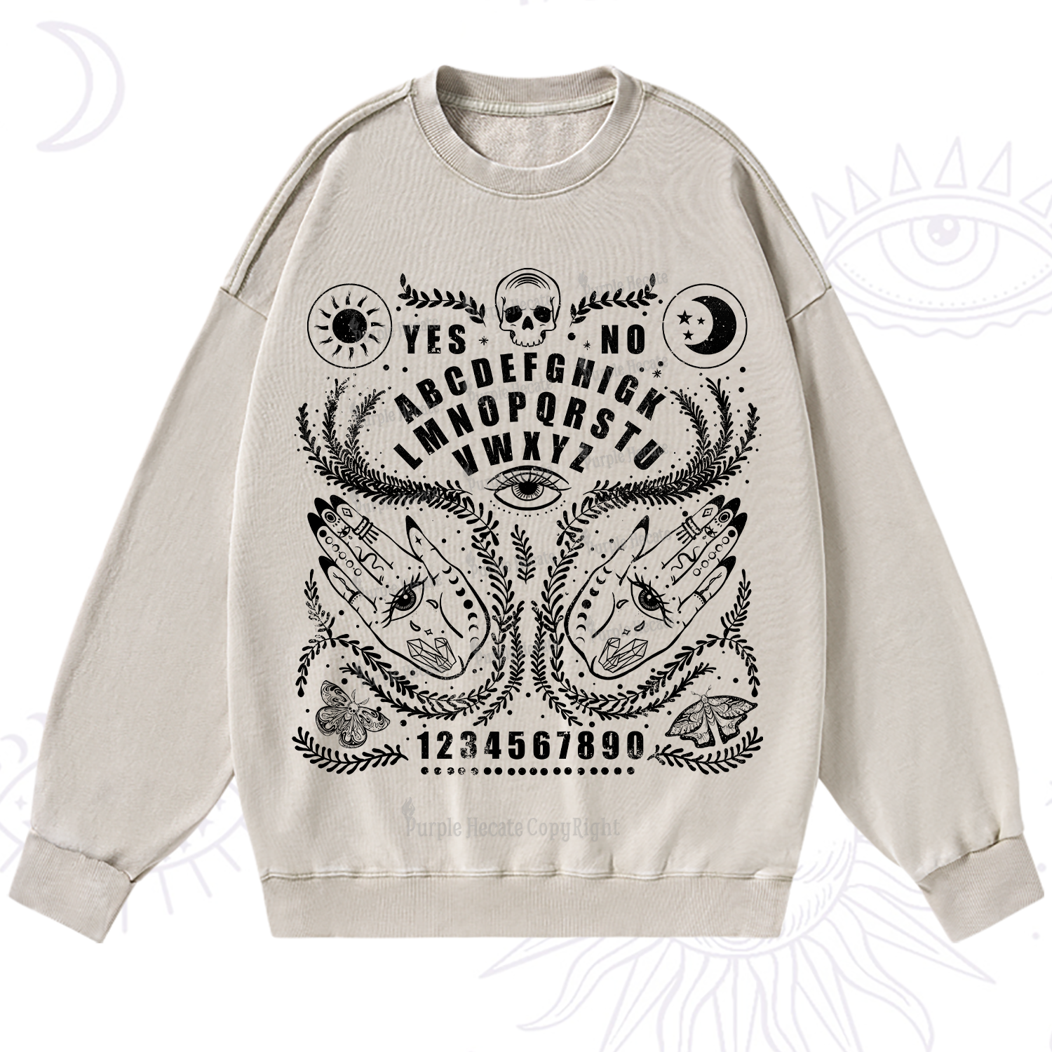 Purplehecate Ouija Spirit Board Washed Sweatshirt