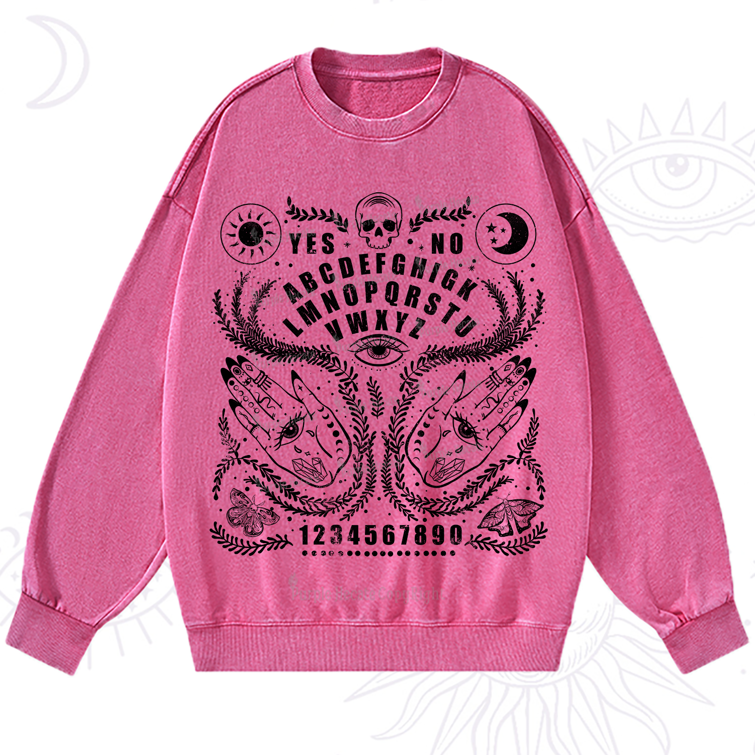 Purplehecate Ouija Spirit Board Washed Sweatshirt