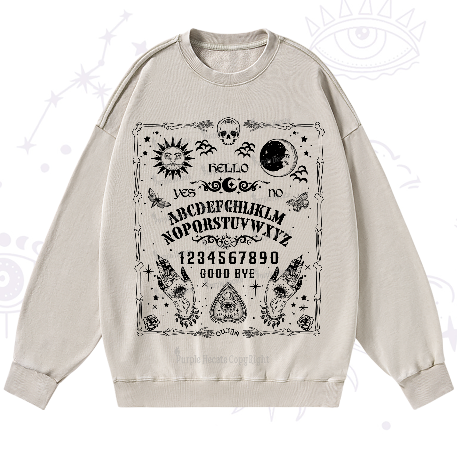 Purplehecate Ouija Board Washed Sweatshirt