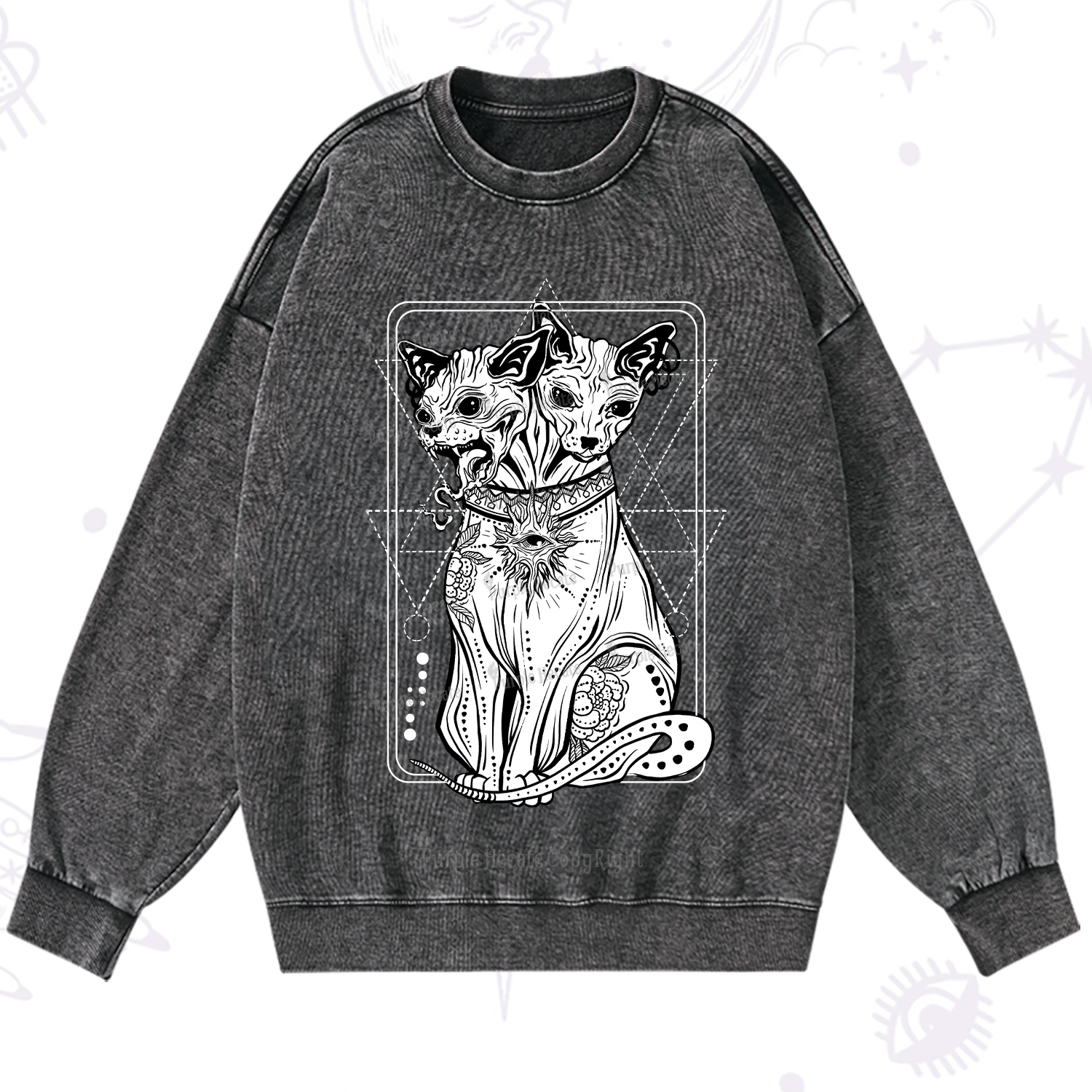 Purplehecate The Cat Goddess Bastet Washed Sweatshirt
