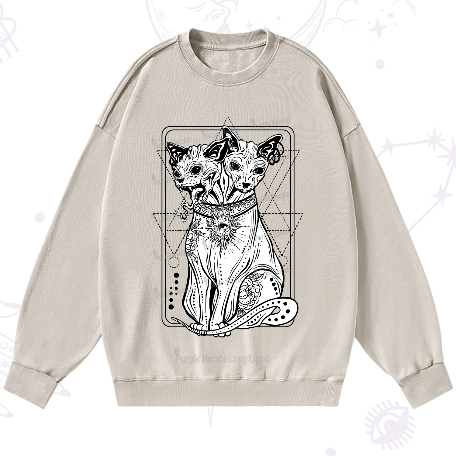 Purplehecate The Cat Goddess Bastet Washed Sweatshirt