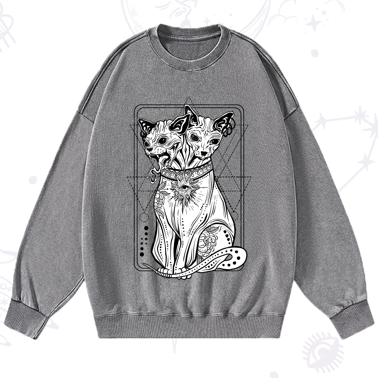Purplehecate The Cat Goddess Bastet Washed Sweatshirt