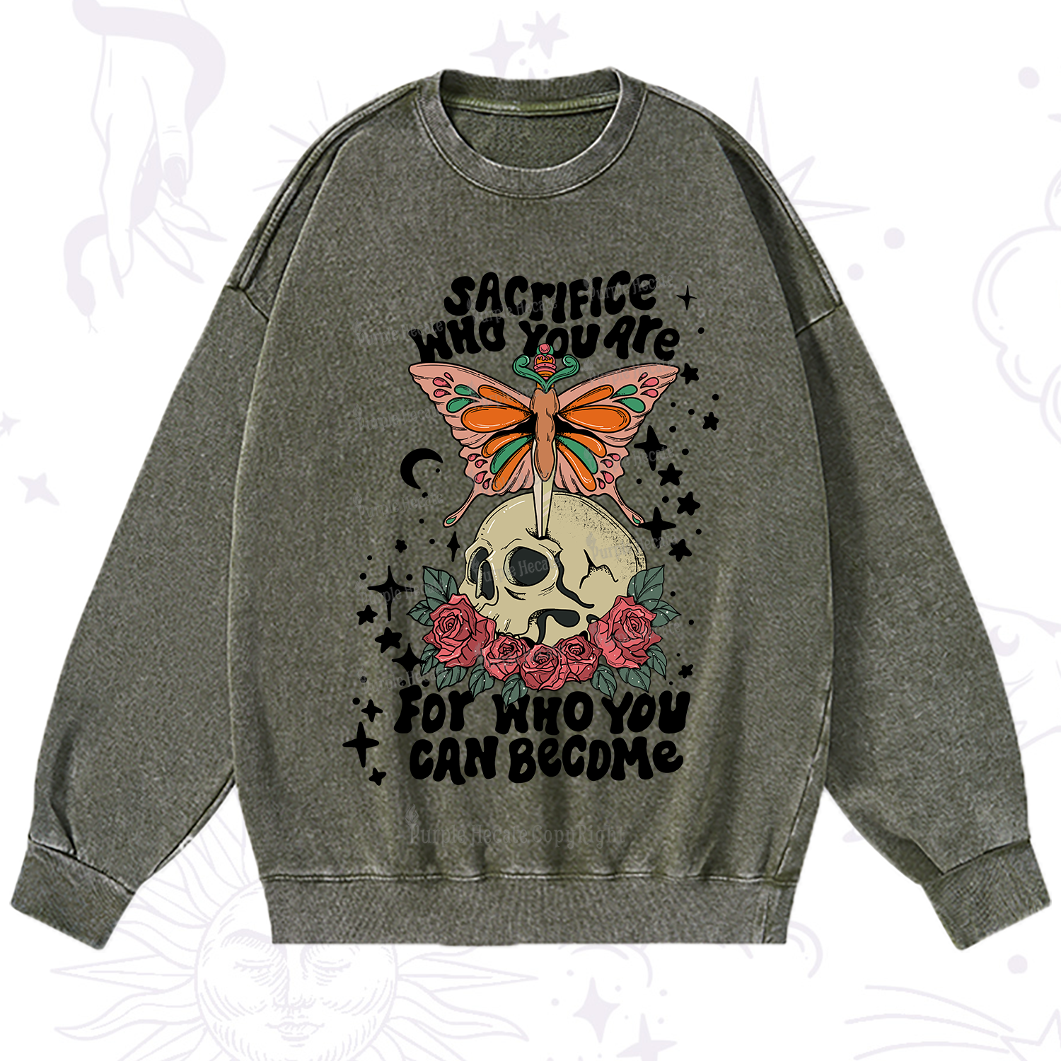 Purplehecate For Who You Can Become Washed Sweatshirt