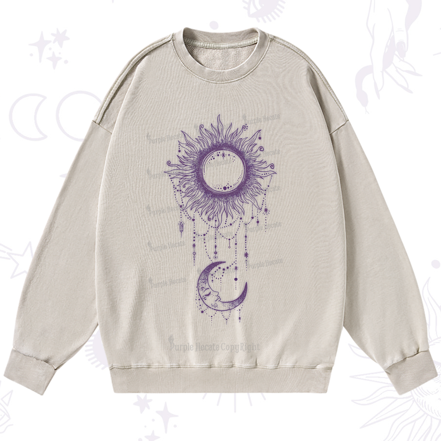 Purplehecate Radiance Of Sun And Moon Washed Sweatshirt