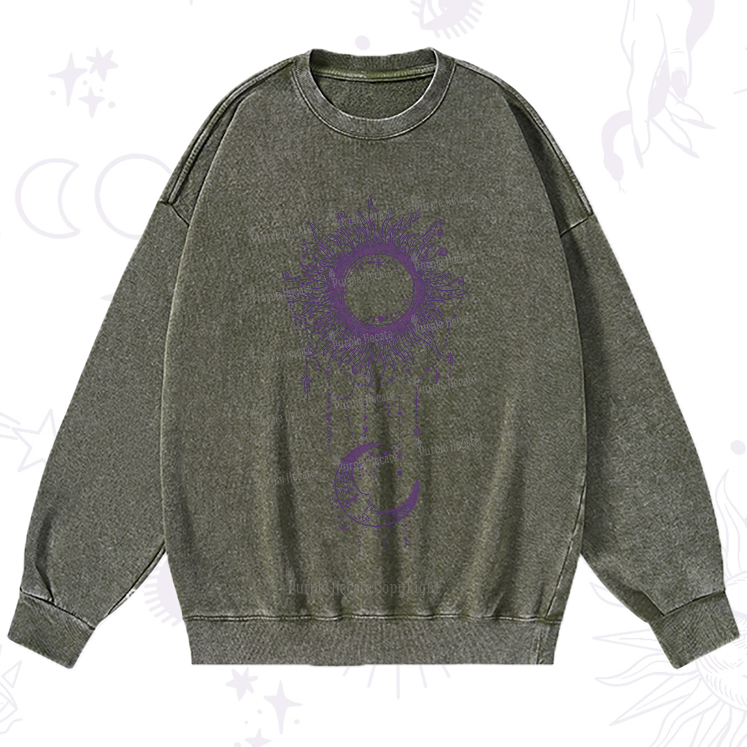 Purplehecate Radiance Of Sun And Moon Washed Sweatshirt