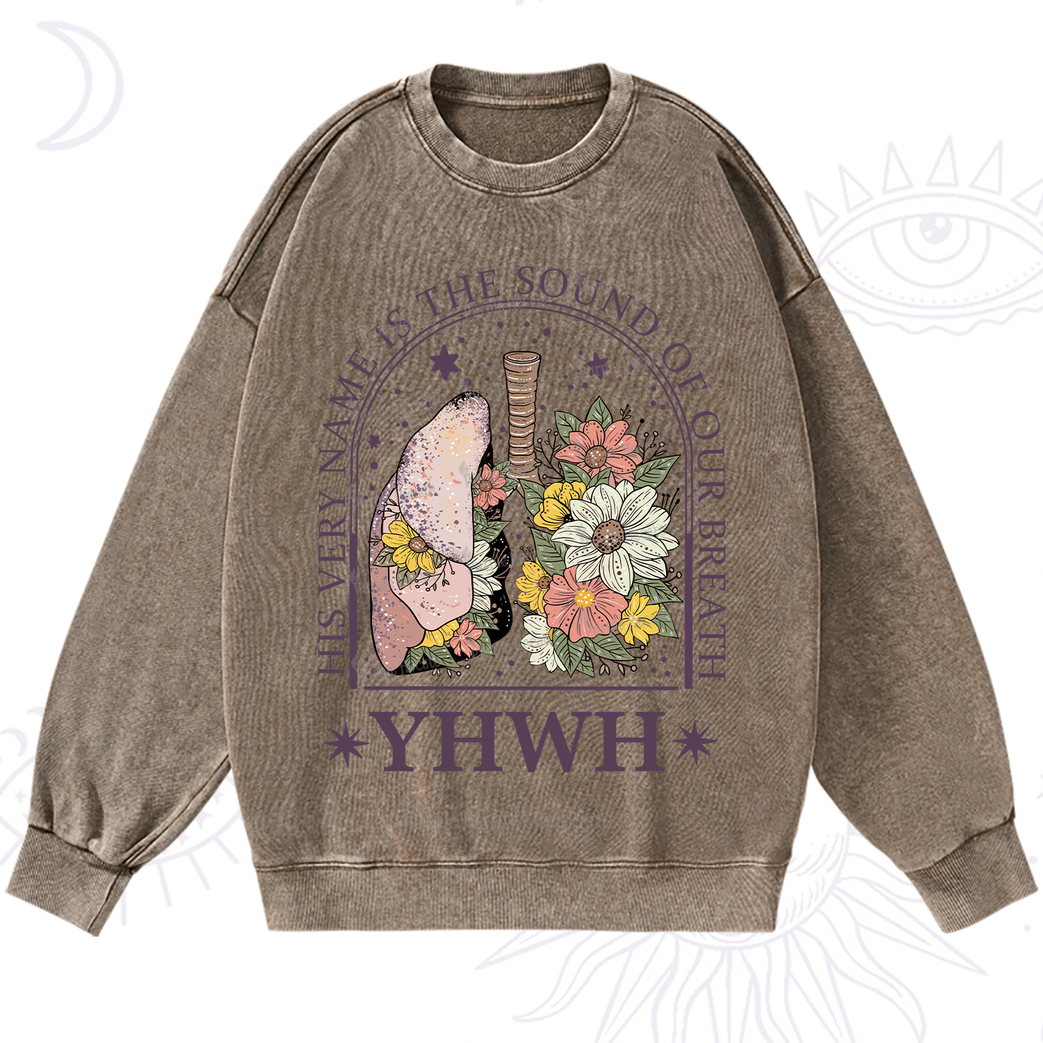Purplehecate His Very Name Is The Sound Of Our Breath Washed Sweatshirt