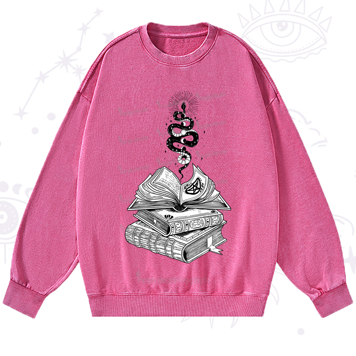 Purplehecate Spellbook And Guardian Serpent Washed Sweatshirt