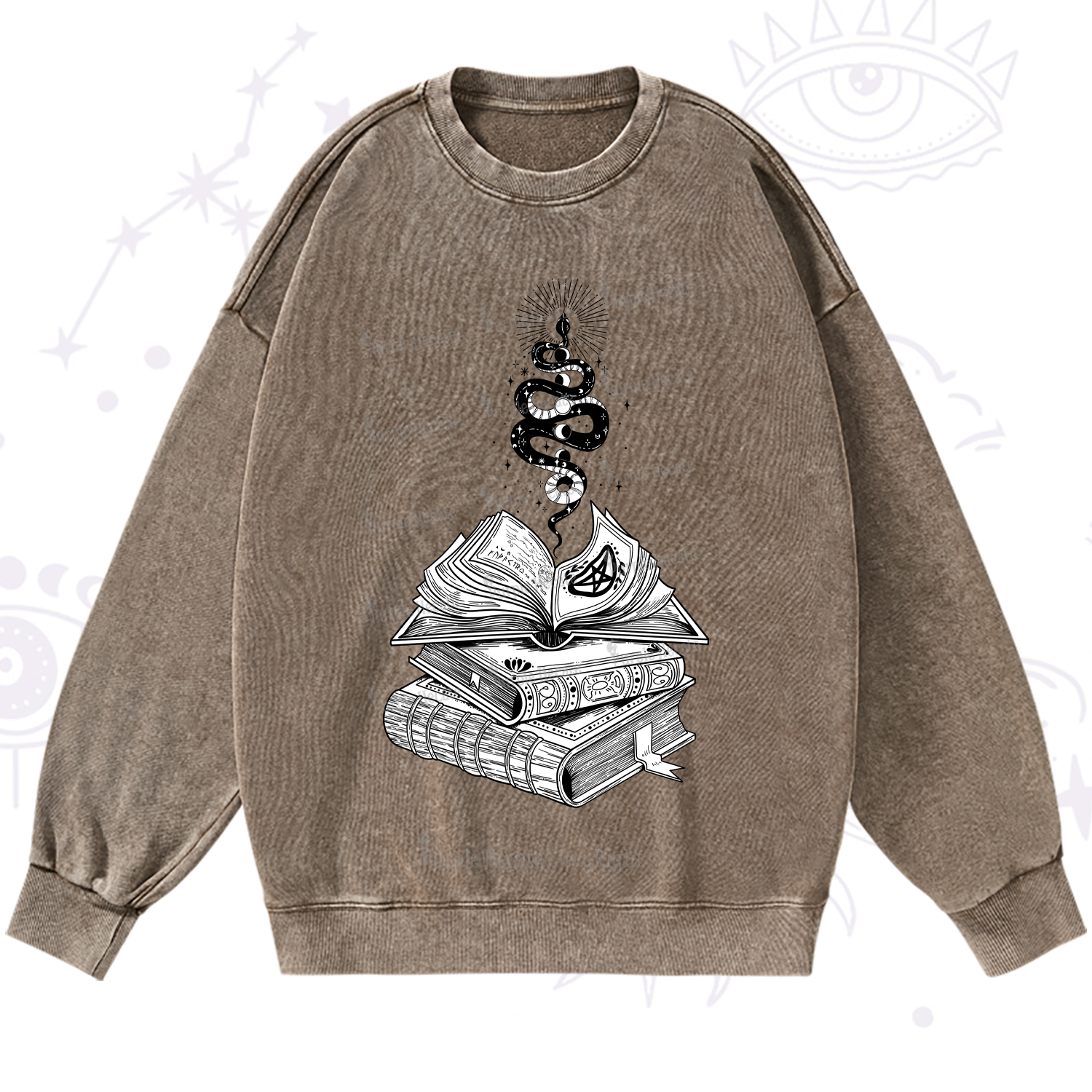 Purplehecate Spellbook And Guardian Serpent Washed Sweatshirt