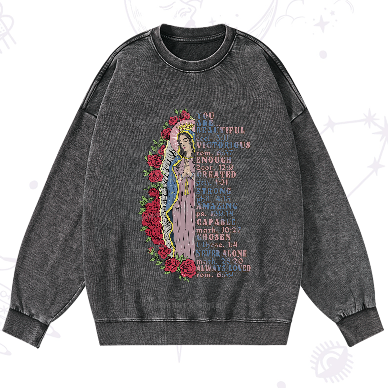 Purplehecate Biblical Blessings Washed Sweatshirt