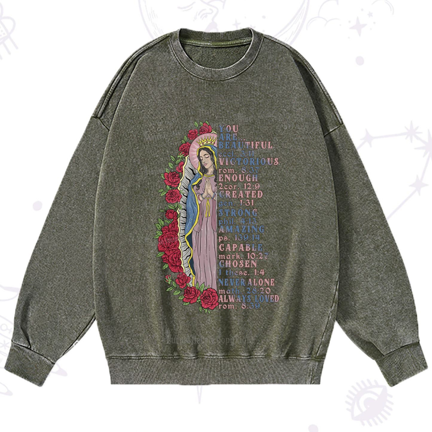 Purplehecate Biblical Blessings Washed Sweatshirt