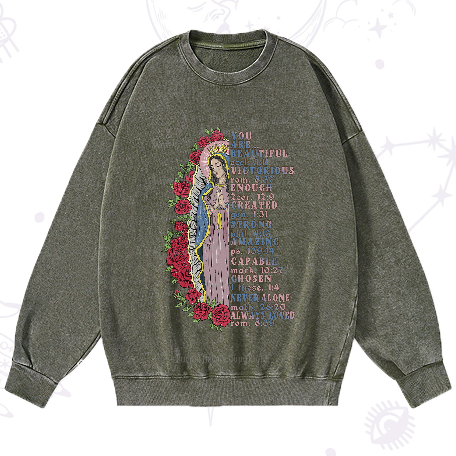 Purplehecate Biblical Blessings Washed Sweatshirt