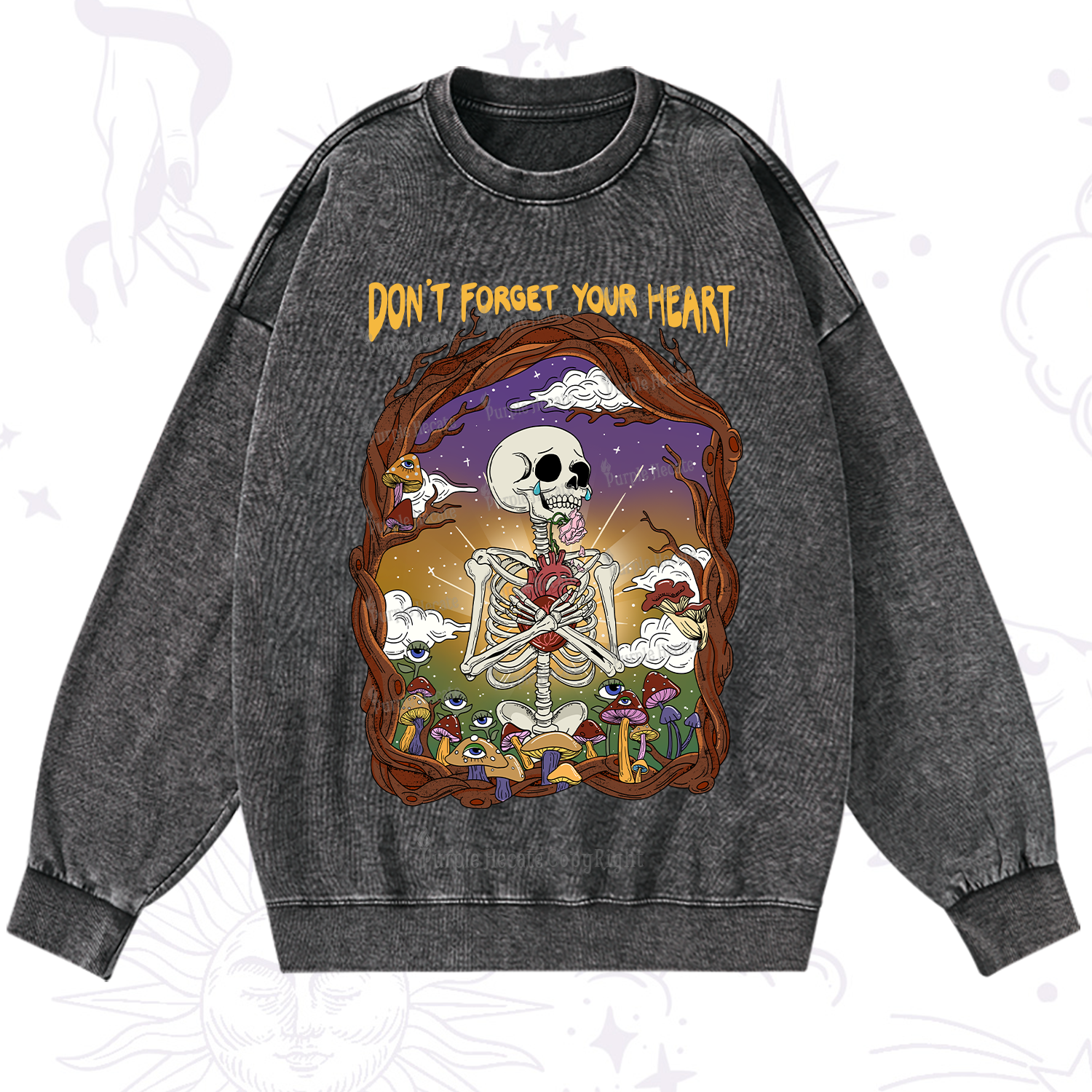 Purplehecate Don't Forget Your Heart Washed Sweatshirt