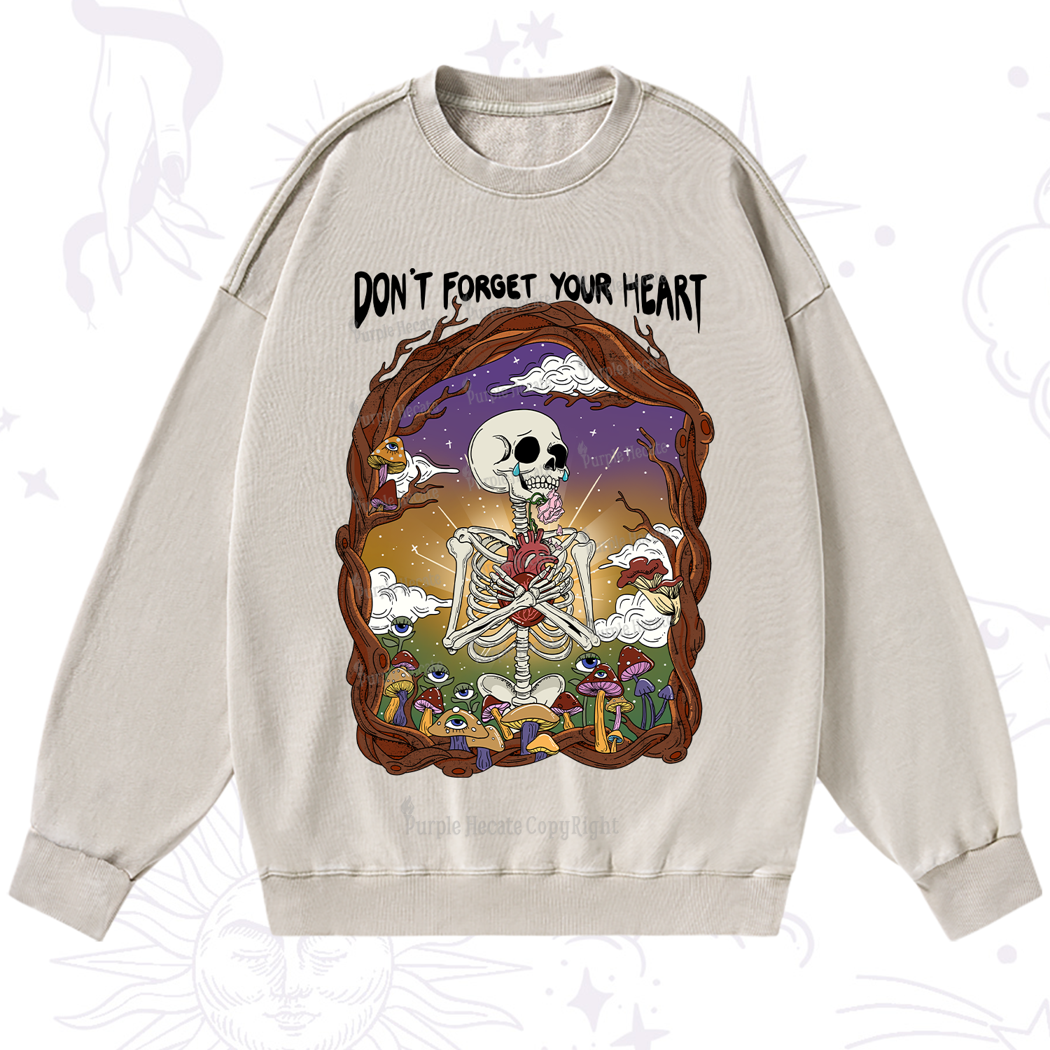 Purplehecate Don't Forget Your Heart Washed Sweatshirt