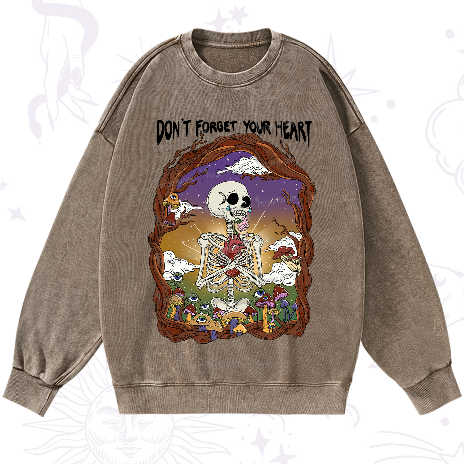 Purplehecate Don't Forget Your Heart Washed Sweatshirt