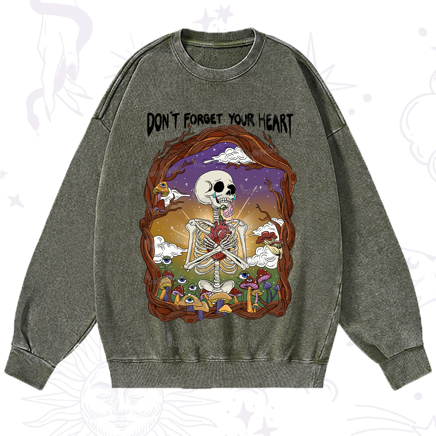Purplehecate Don't Forget Your Heart Washed Sweatshirt