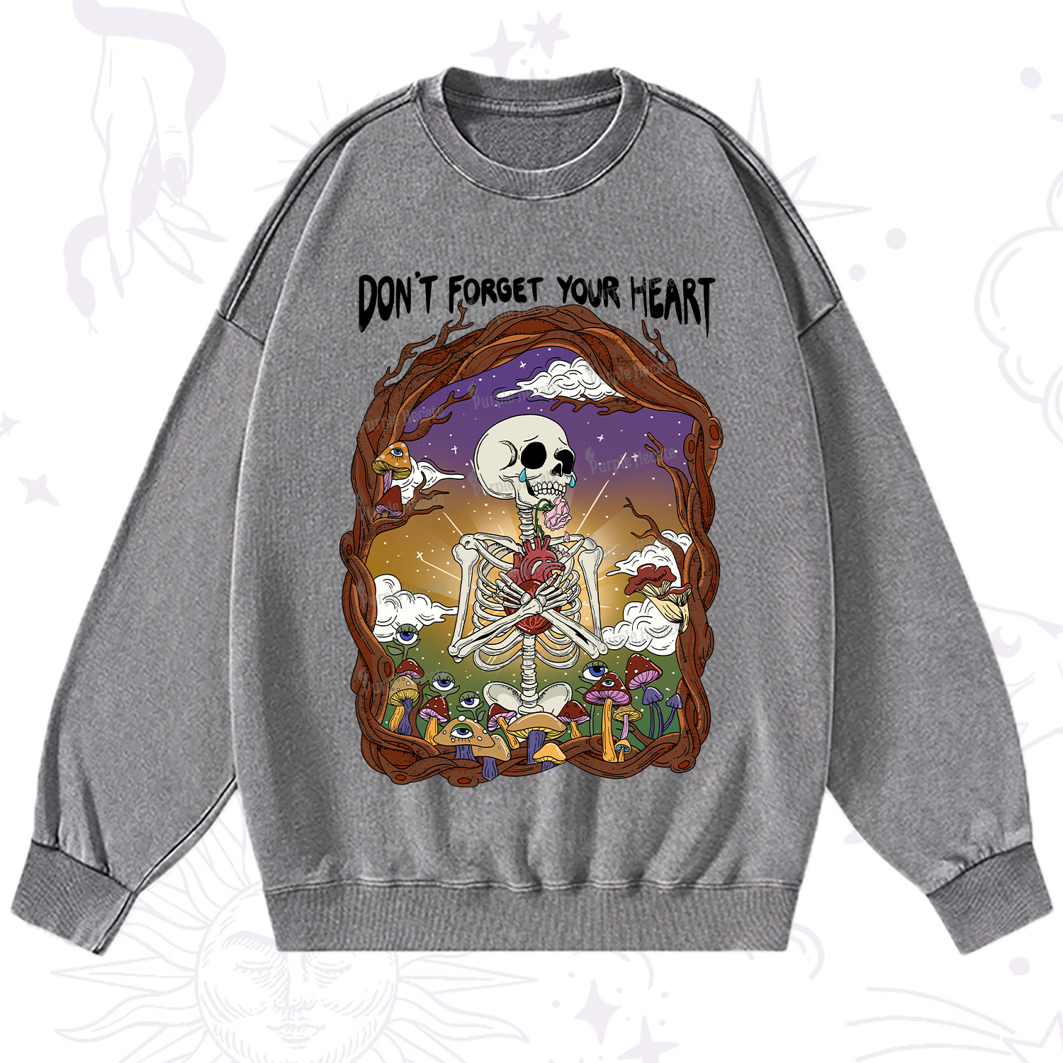 Purplehecate Don't Forget Your Heart Washed Sweatshirt