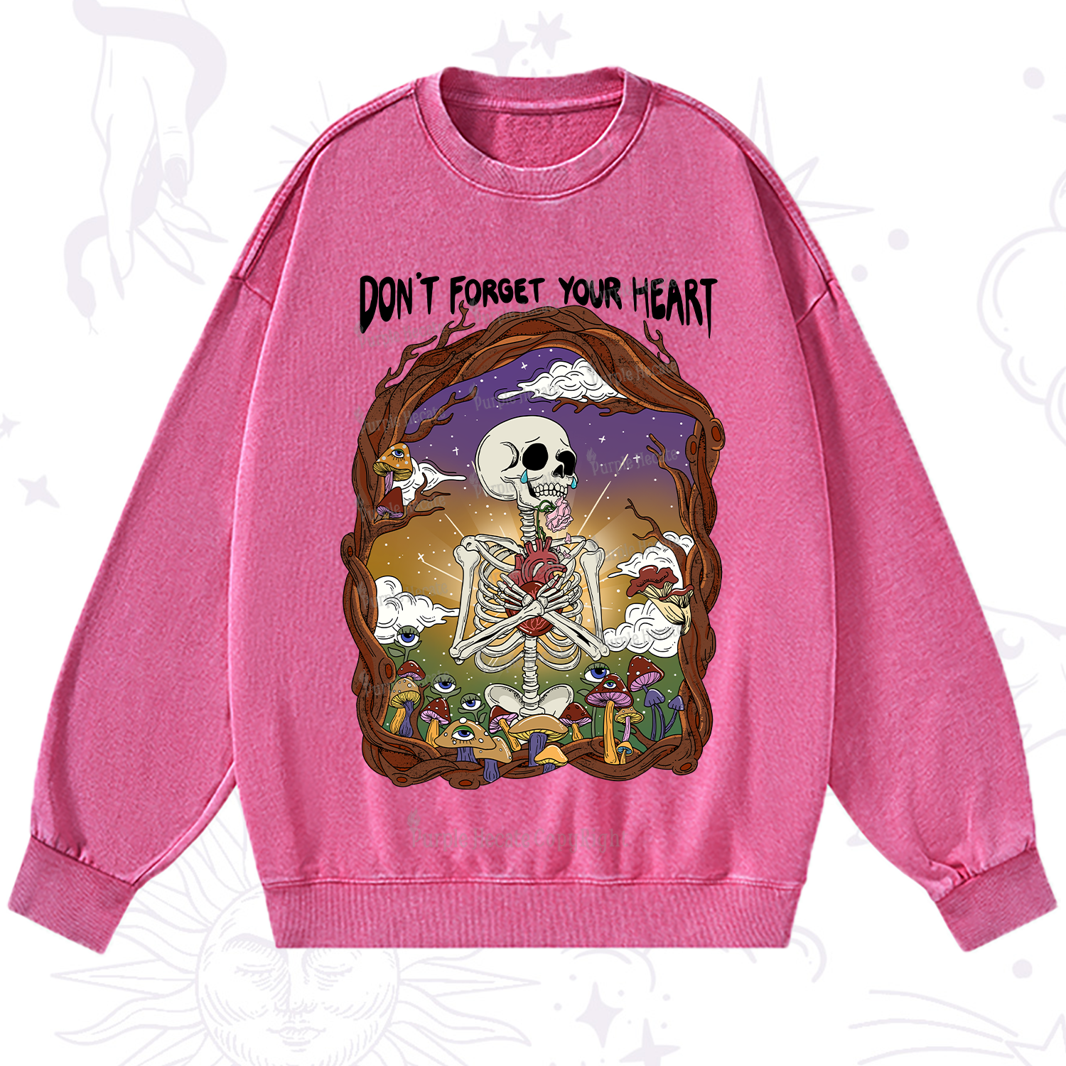 Purplehecate Don't Forget Your Heart Washed Sweatshirt