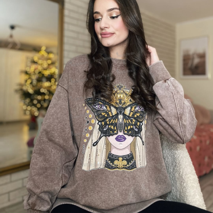 Purplehecate Butterfly Witchy Washed Sweatshirt