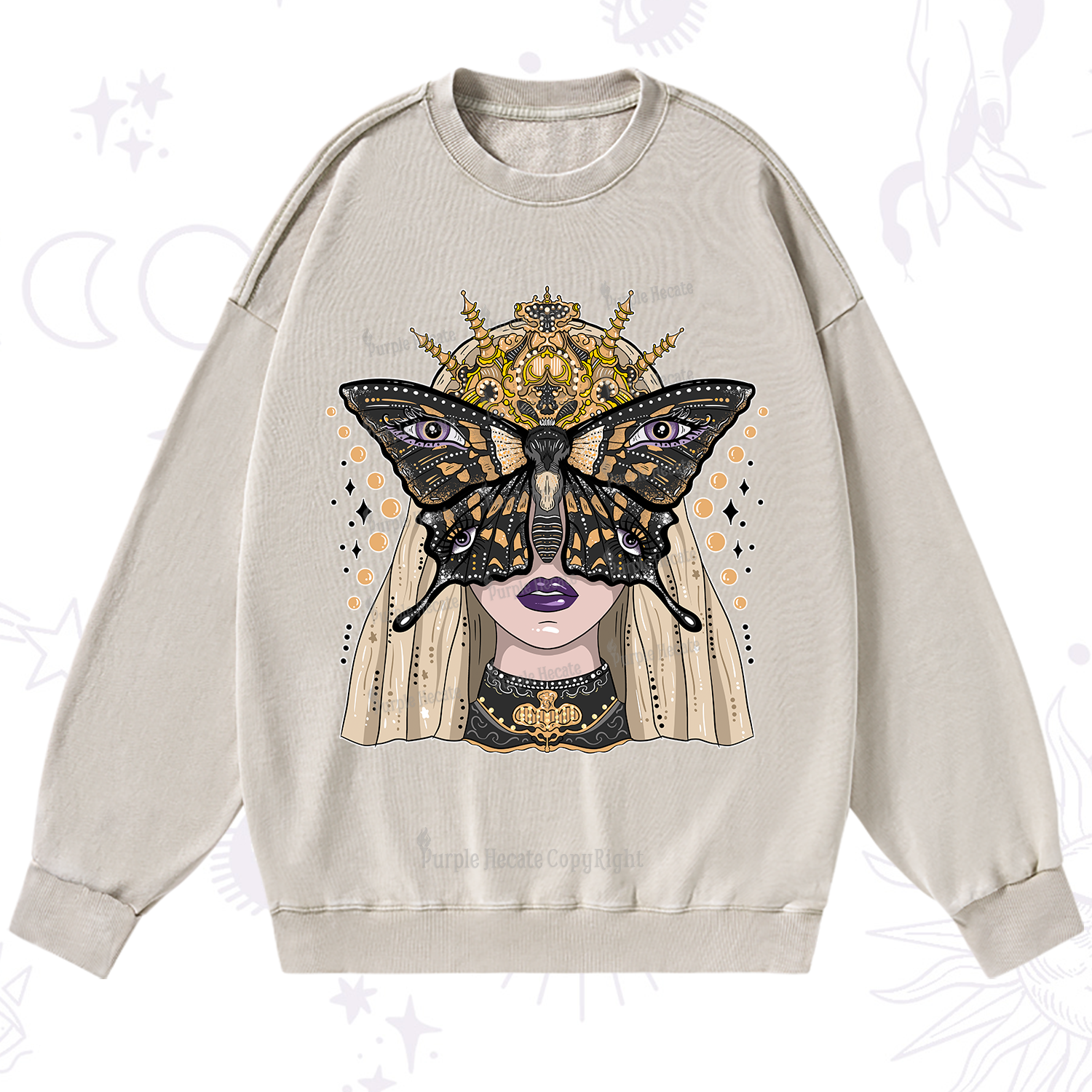 Purplehecate Butterfly Witchy Washed Sweatshirt