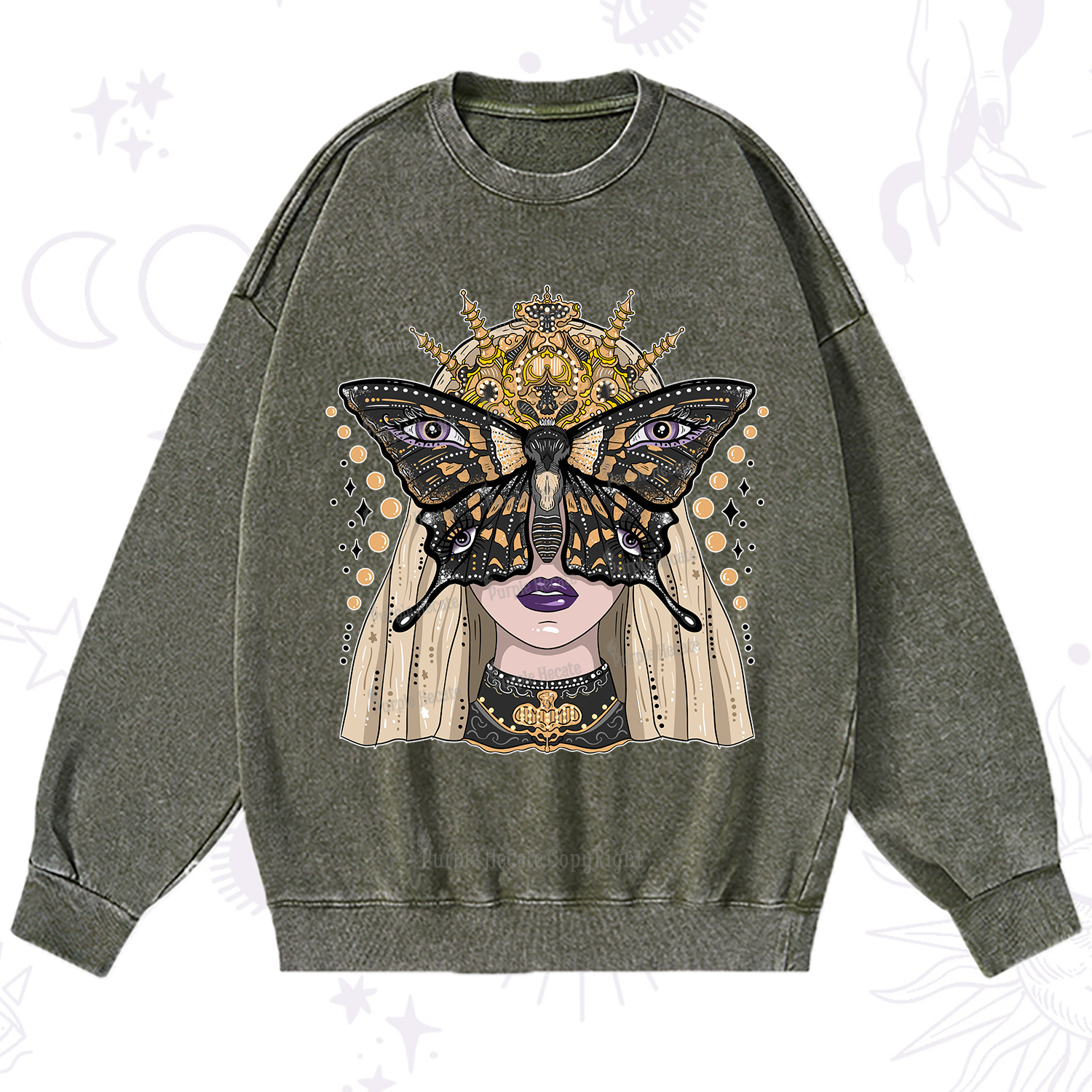 Purplehecate Butterfly Witchy Washed Sweatshirt