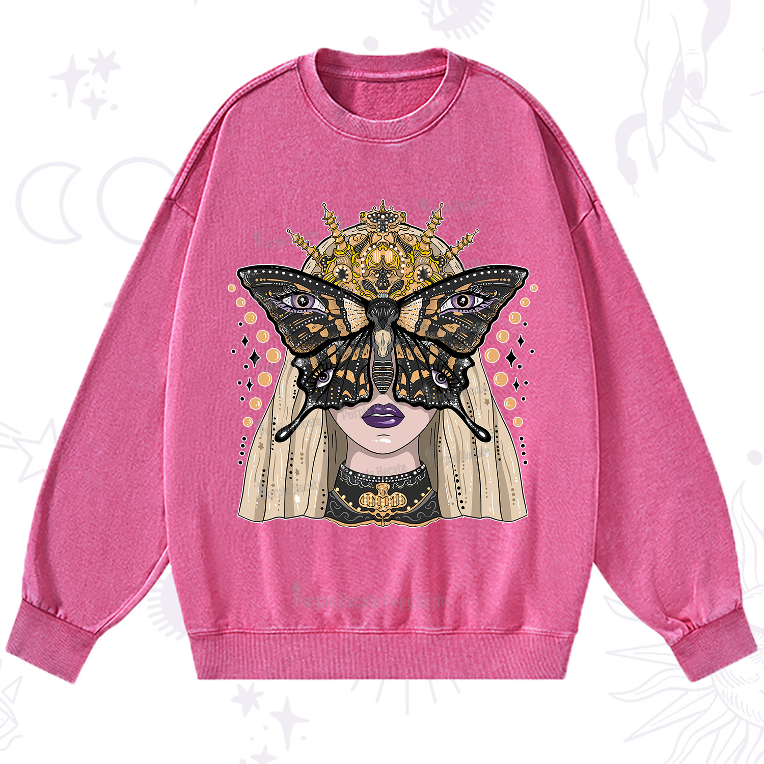 Purplehecate Butterfly Witchy Washed Sweatshirt
