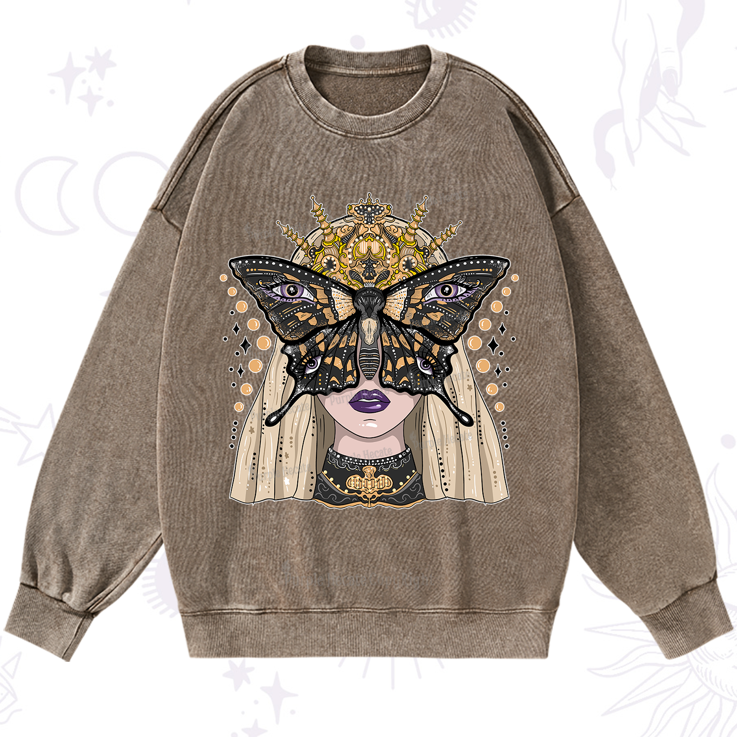 Purplehecate Butterfly Witchy Washed Sweatshirt