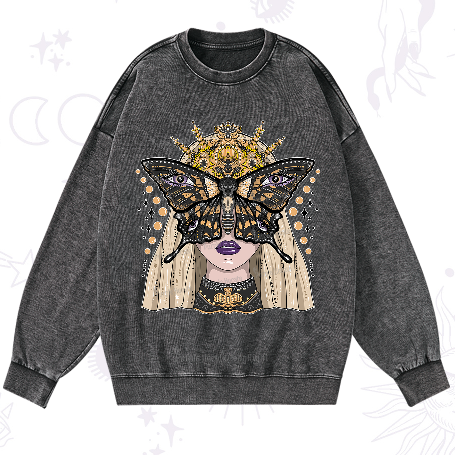 Purplehecate Butterfly Witchy Washed Sweatshirt