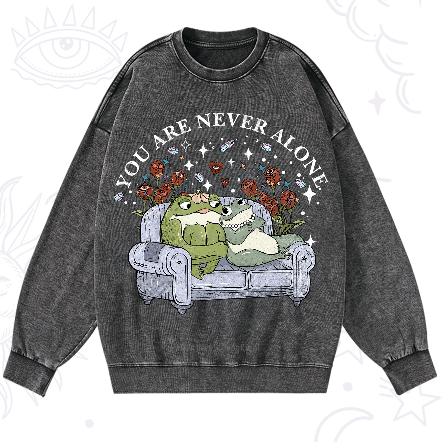 Purplehecate Your Are Never Alone Washed Sweatshirt
