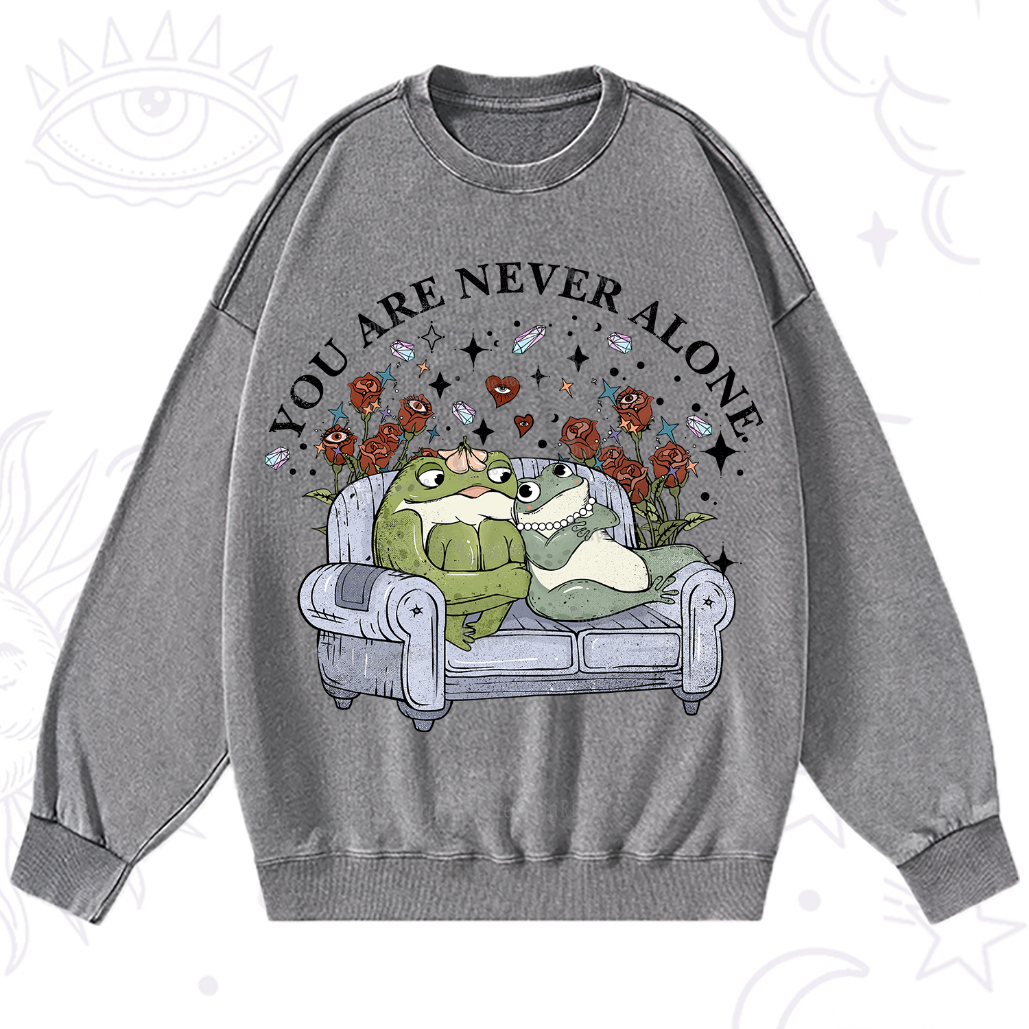 Purplehecate Your Are Never Alone Washed Sweatshirt