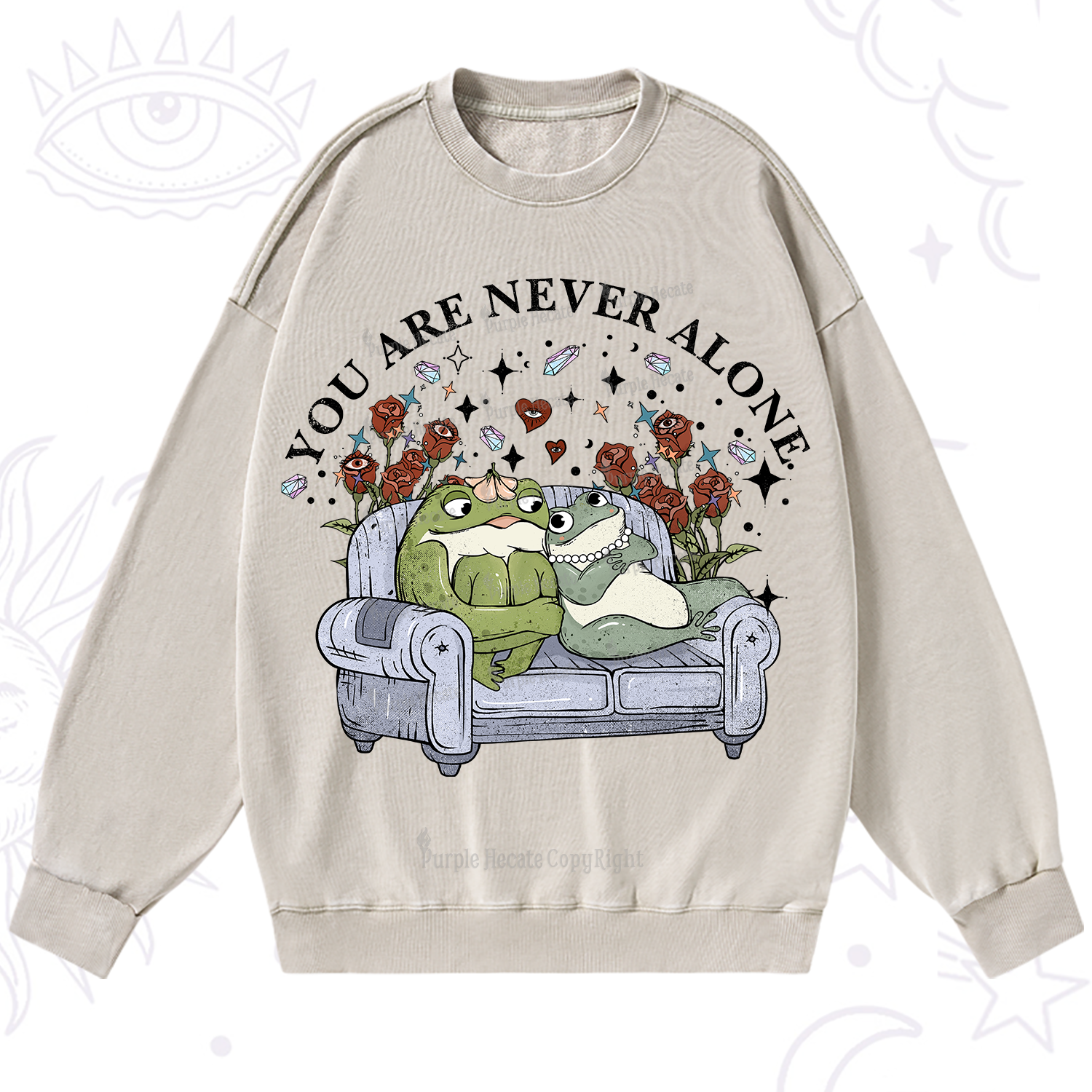 Purplehecate Your Are Never Alone Washed Sweatshirt