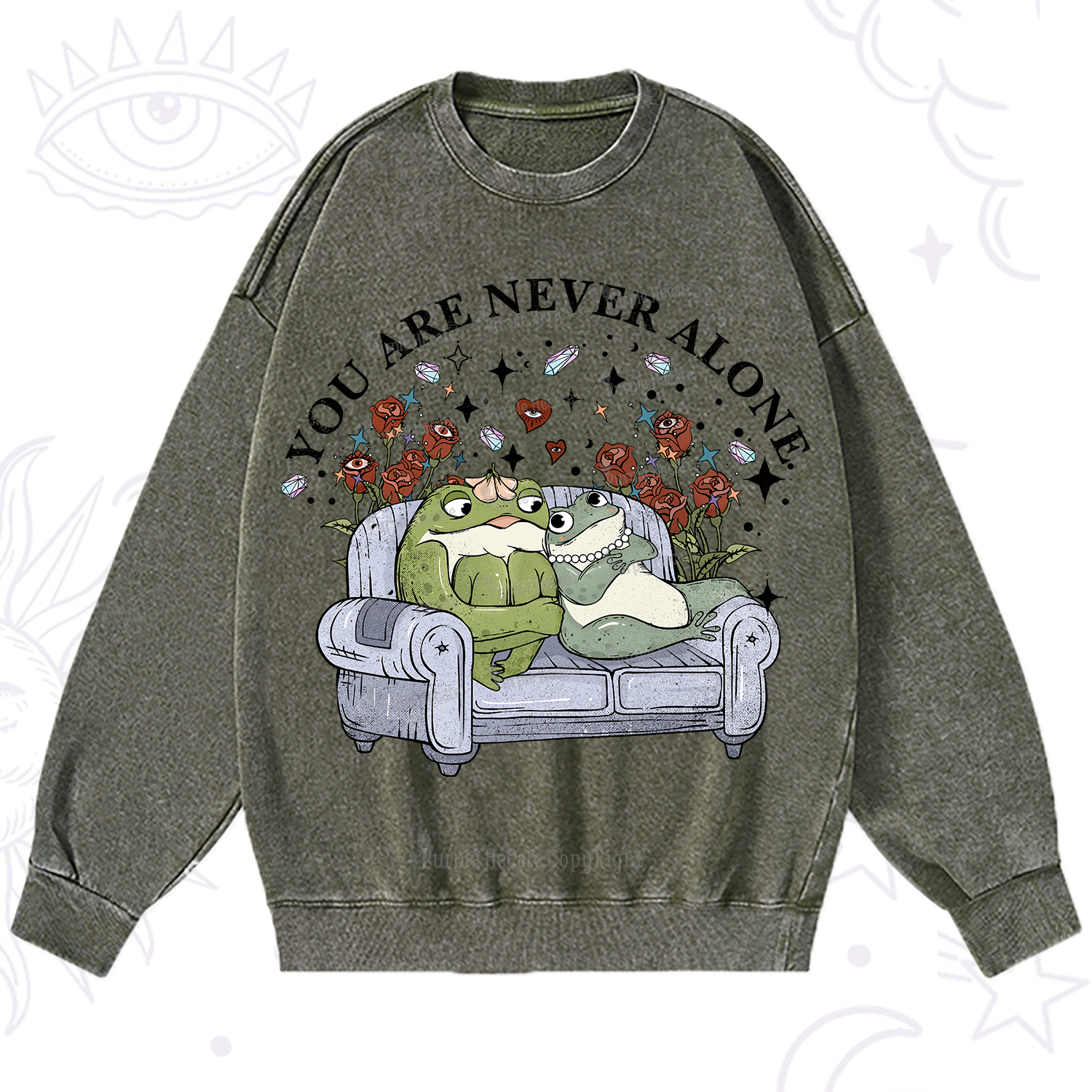 Purplehecate Your Are Never Alone Washed Sweatshirt