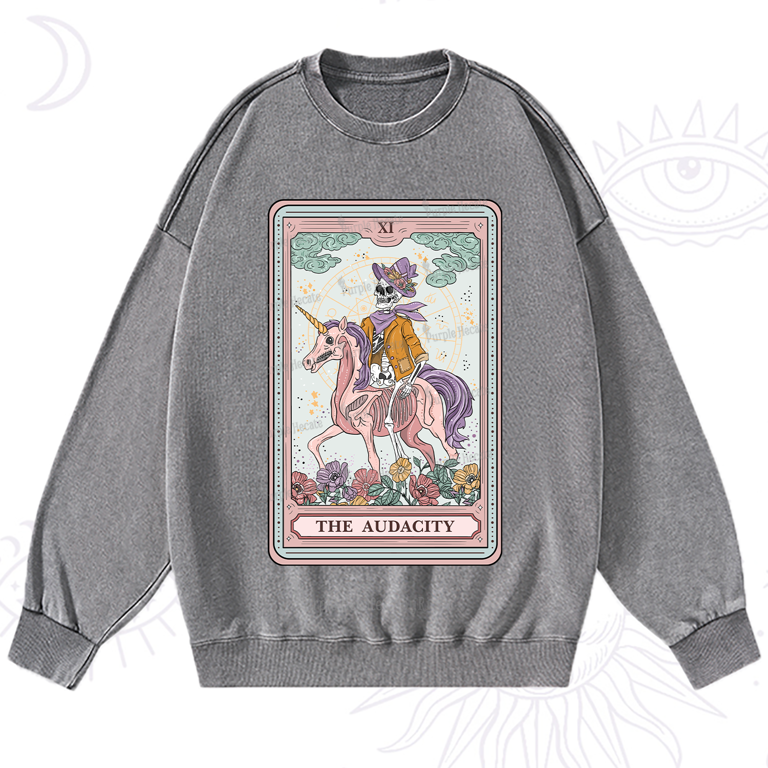 Purplehecate The Audacity Tarot Card Washed Sweatshirt